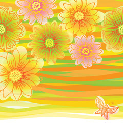 Fototapeta na wymiar Bright pattern with colorful flowers.