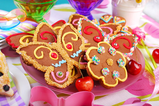 butterfly and flower shaped gingerbread  cookies