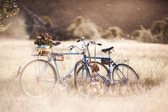 Beautiful landscape image with bicycle
