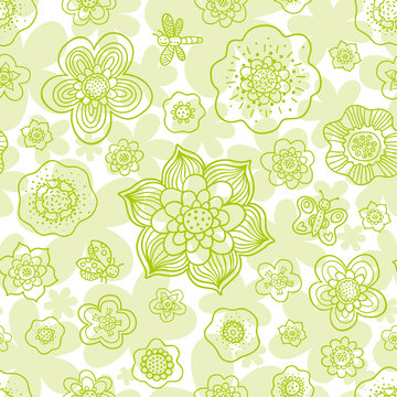 Floral outline seamless pattern.