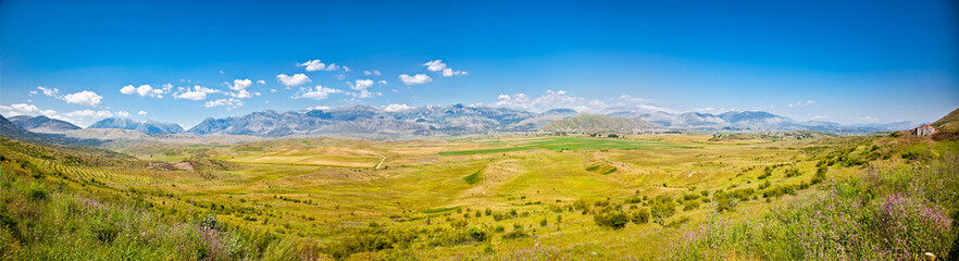 Panoramic view of  Gjirokaster region, Albania.