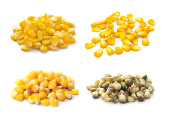 Sweet whole kernel corn on white background