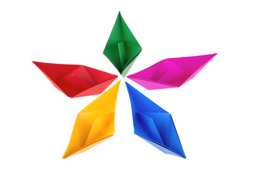 colorful paper boats