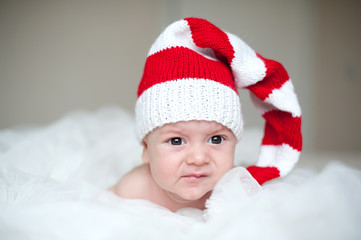 christmas cute baby boy in Santa's hat