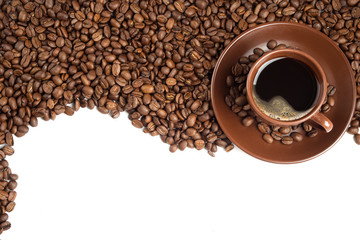 coffee beans and cup