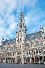 Fototapeta na wymiar Brussels - Town hall gothic building.
