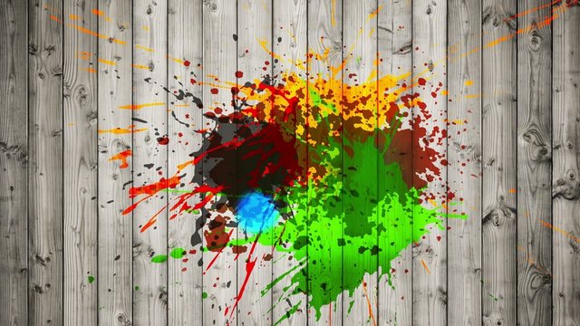 ink splatter on wooden wall
