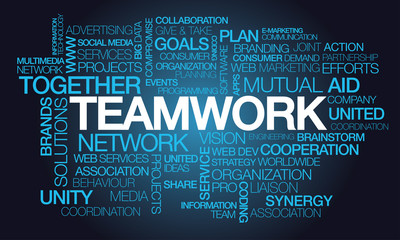 Teamwork words text  tag cloud