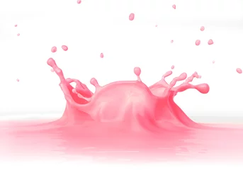 Acrylic prints Milkshake Strawberry Milkshake splash close up, viewed from a side.