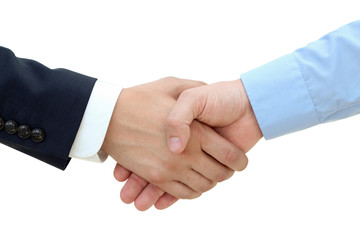 Fototapeta na wymiar Close-up image of a firm handshake between two colleagues on a