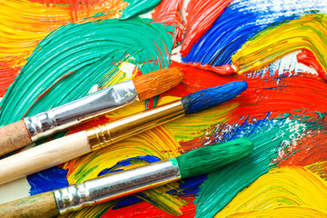 Fototapeta premium Paints and brushes