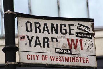 Orange Yard Street Sign