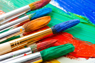 Fototapeta premium Paints and brushes