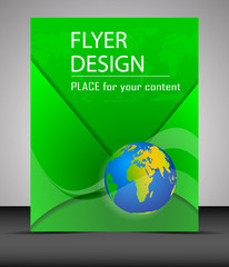 Business flyer template with globe, cover design, brochure