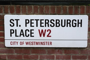 St Petersburgh Place street sign