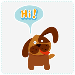 cute cartoon dog and a speaking bubble - vector illustration