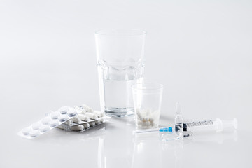 medications on a white background