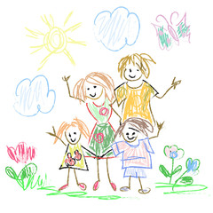 Obraz na płótnie Canvas Childish family Doodles
