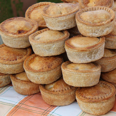A Display of Freshly Made Pork Pies.