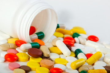 heap of colorful pills. medical background