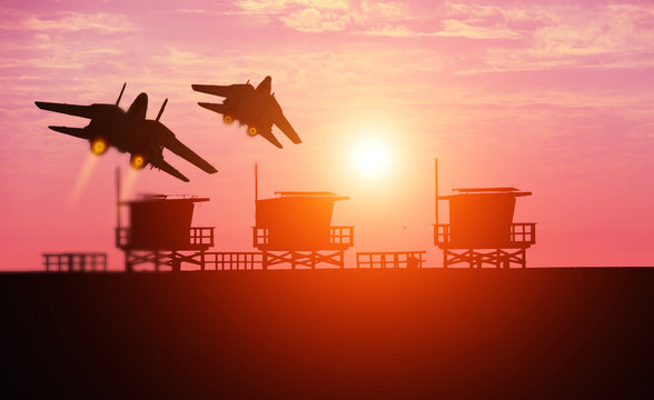 Venice Beach and f-14 squadron