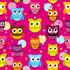Fototapeta premium Seamless and Tileable Vector Owl Background Pattern