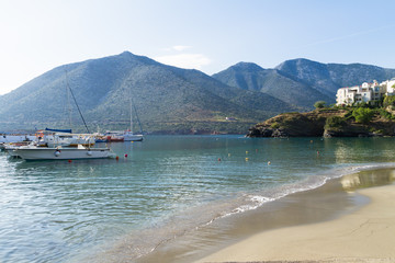 Panoramic view of a beach at Bali, Crete.