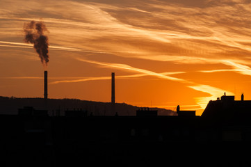 Factory sunset