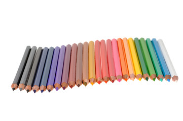  multicolored pencils isolated on white background