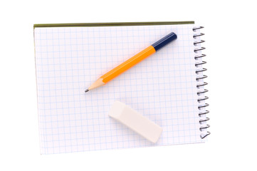 Notepad with pencil and eraser