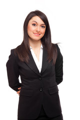 Obraz premium Smiling businesswoman isolated on white