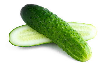 Cucumber over white background