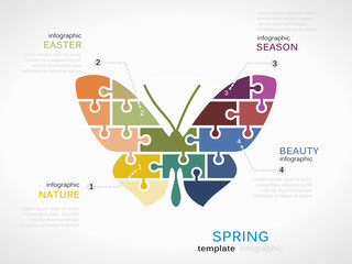 Spring concept infographic template with butterfly - 67301322