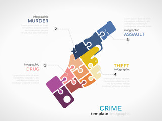 Crime concept infographic template with gun - 67301328