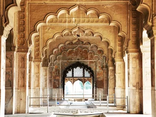 Papier Peint photo autocollant Travaux détablissement Architecture de Lal Qila - Fort Rouge à Delhi, Inde, Asie