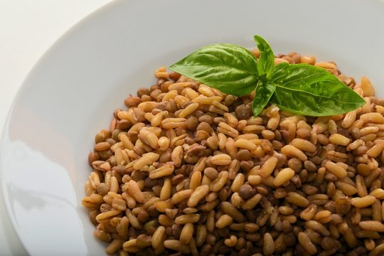 First dish of cold camut and lentil