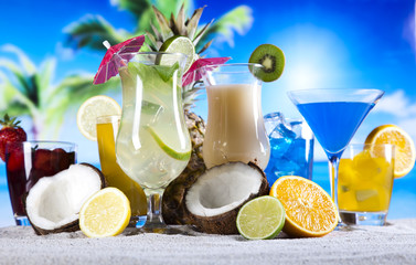 Fresh fruit drink on a beach 