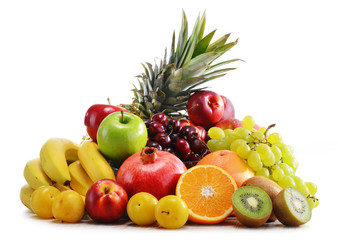 Naklejka na ściany i meble Composition with variety of fresh fruits. Balanced diet
