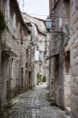 Old Stone Narrow Streets of Trogir, Croatia
