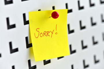 Sorry, Entschuldigung, Bedauern, Reue, Pardon, Emotion, Pinwand