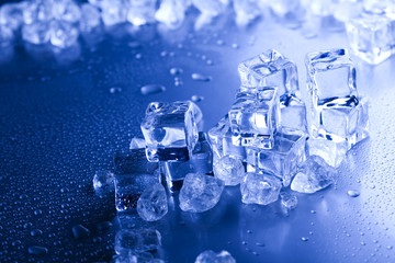 Blue and shiny ice cubes 