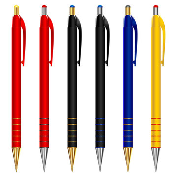 vector set of pens of different colors