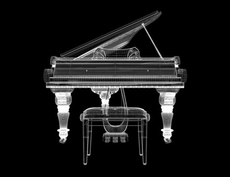 Antique grand Piano with path