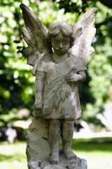 small child winged angel Gravestone in cemetery