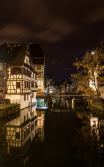 Fototapeta na wymiar Alsatian style houses in Petite France area of Strasbourg