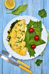 Omelette with spinach.