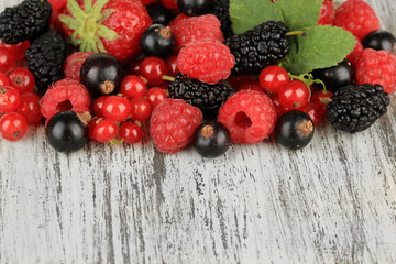 Ripe berries on table close-up