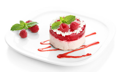 Delicious berry cake isolated on white