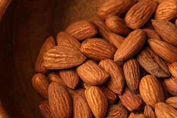 Almonds in bowl, close-up