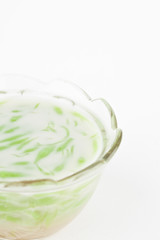 Cendol dessert of Thailand on white paper background